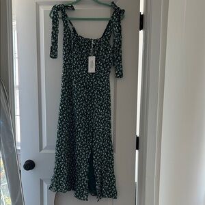 Reformation Dark Green Floral Midi Dress